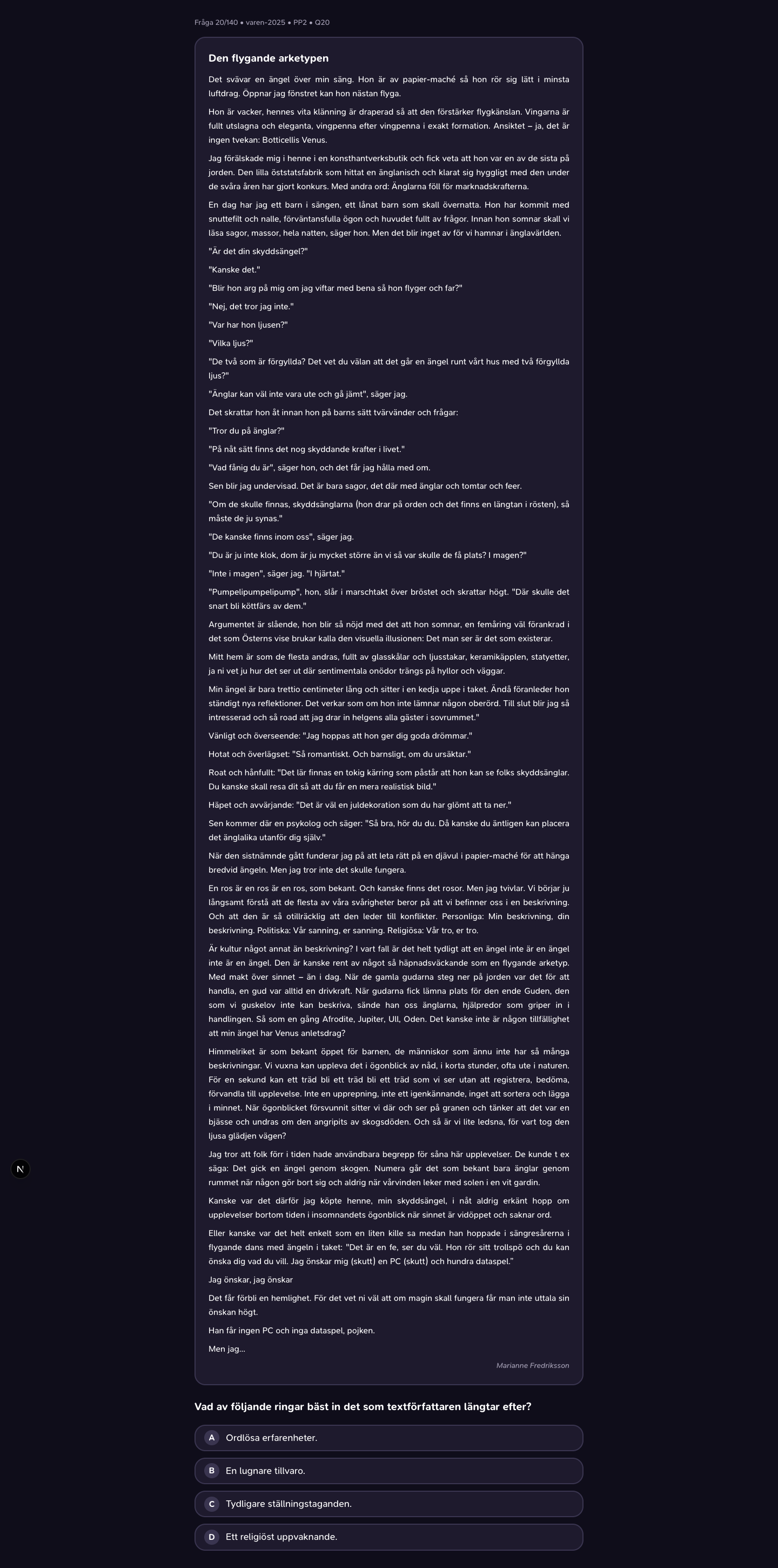 varen-2025 · PP2 · Q20 · verbal (LÄS)