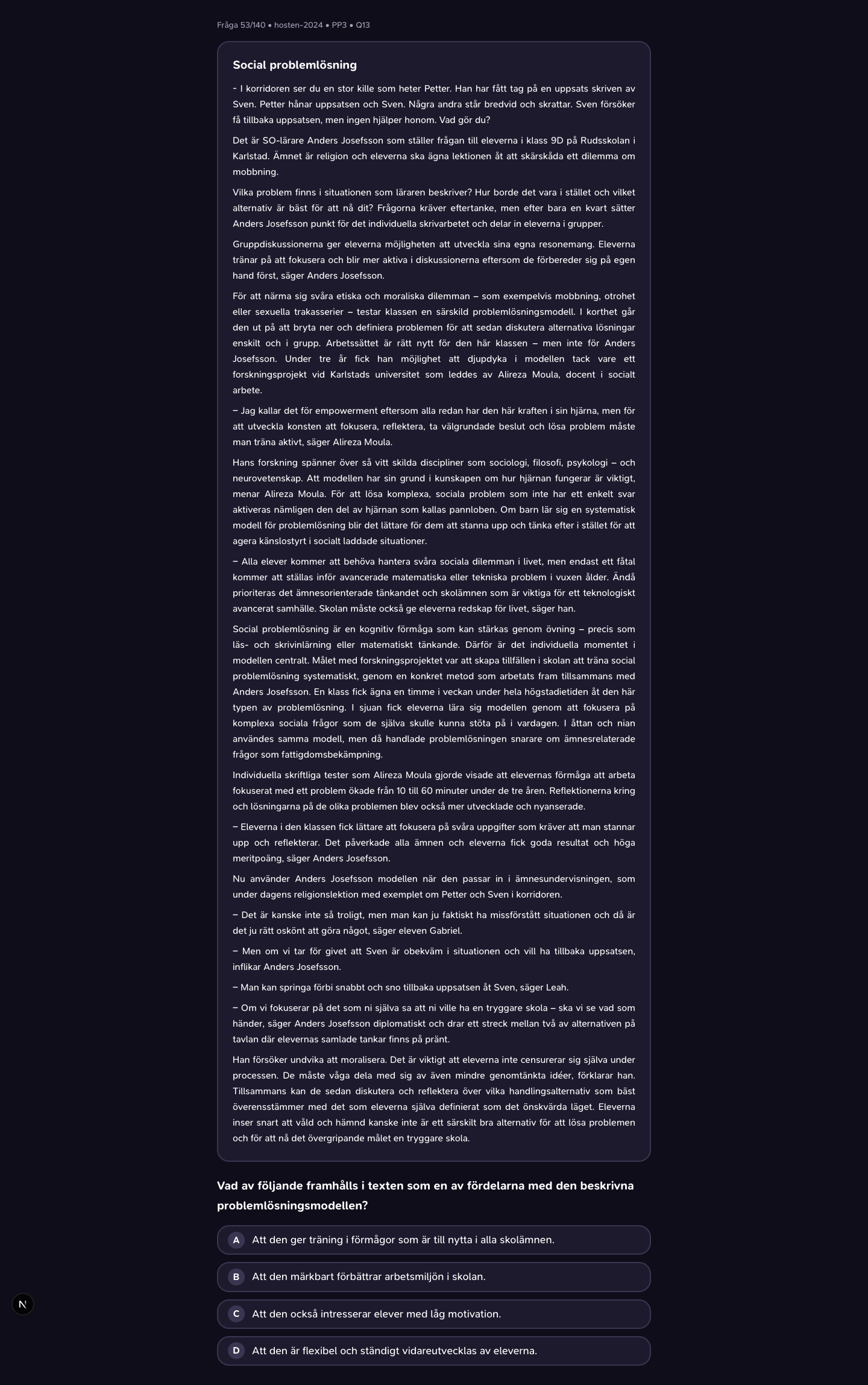 hosten-2024 · PP3 · Q13 · verbal (LÄS)