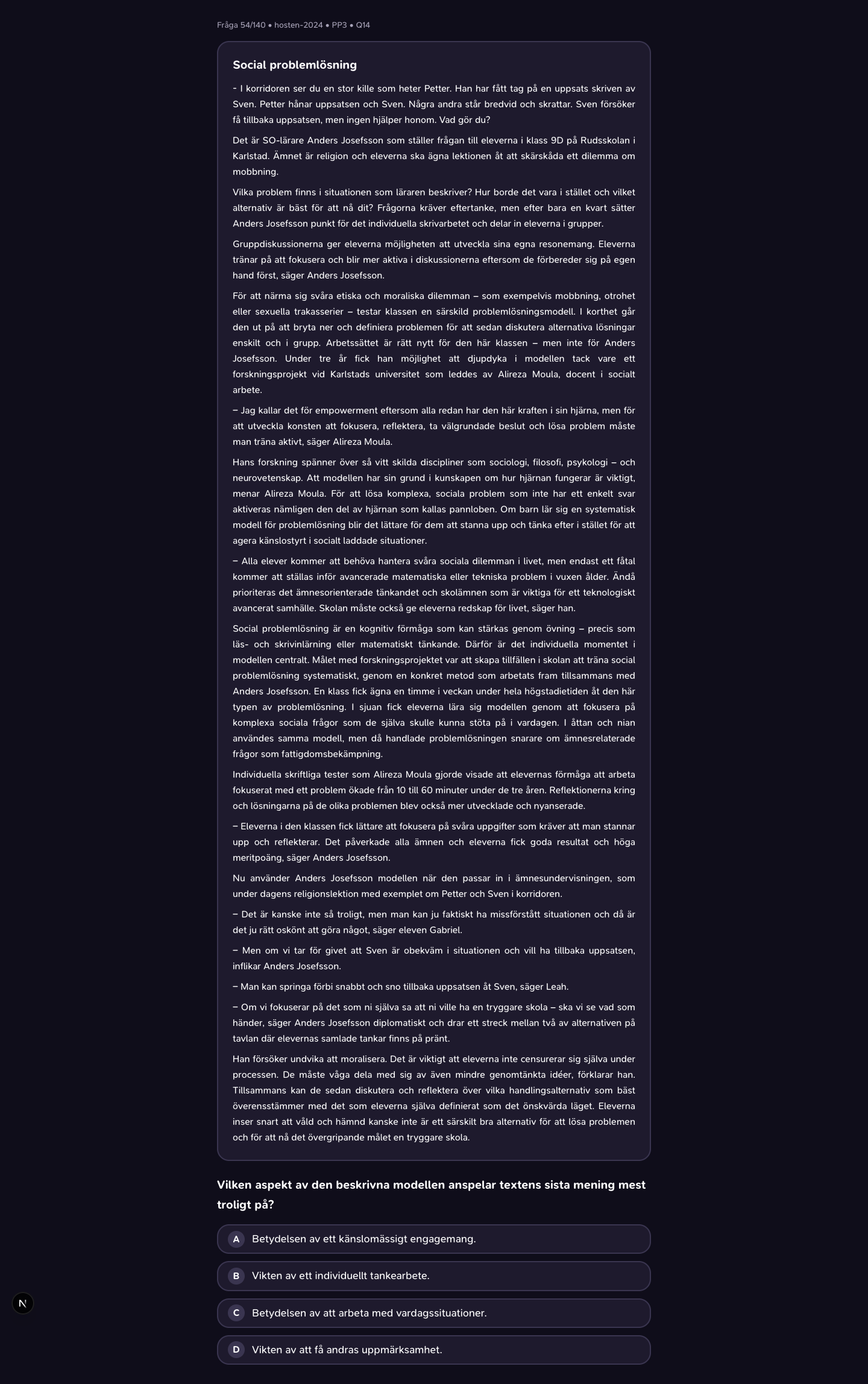 hosten-2024 · PP3 · Q14 · verbal (LÄS)