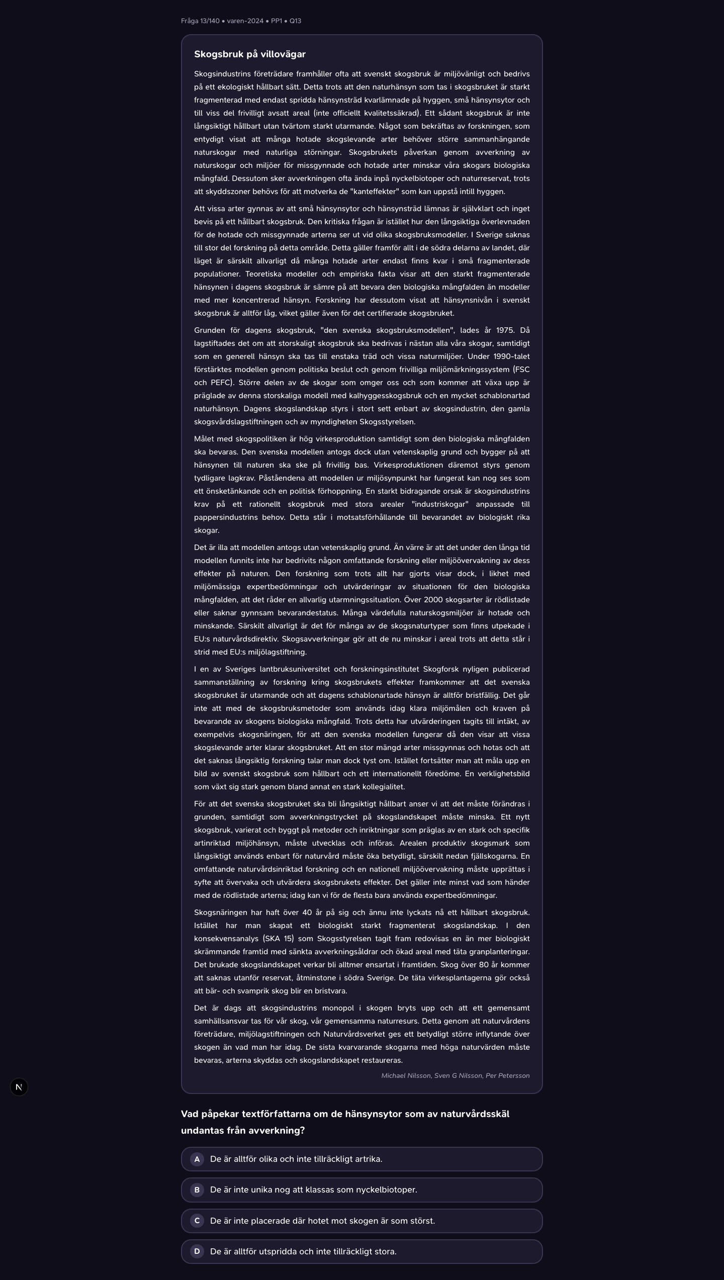 varen-2024 · PP1 · Q13 · verbal (LÄS)