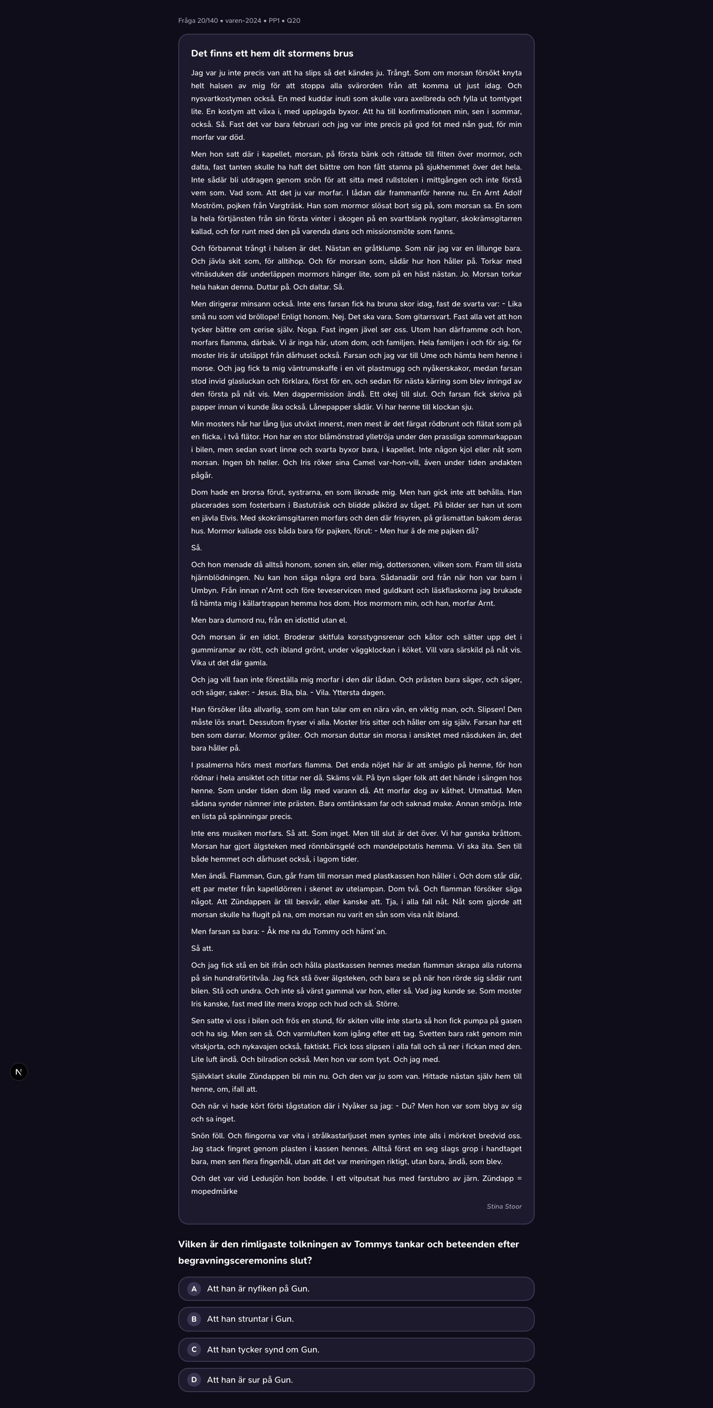 varen-2024 · PP1 · Q20 · verbal (LÄS)